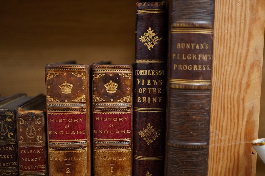 Fearnside, W.G. [Editor] - Tombleson's Views of the Rhine, 1832, 8vo, engraved title, folding river map and many plates, quarter calf; Bunyan - Pilgrim's Progress, ill. Selous & Priolo, Cassell, full morocco; Pearch, G.